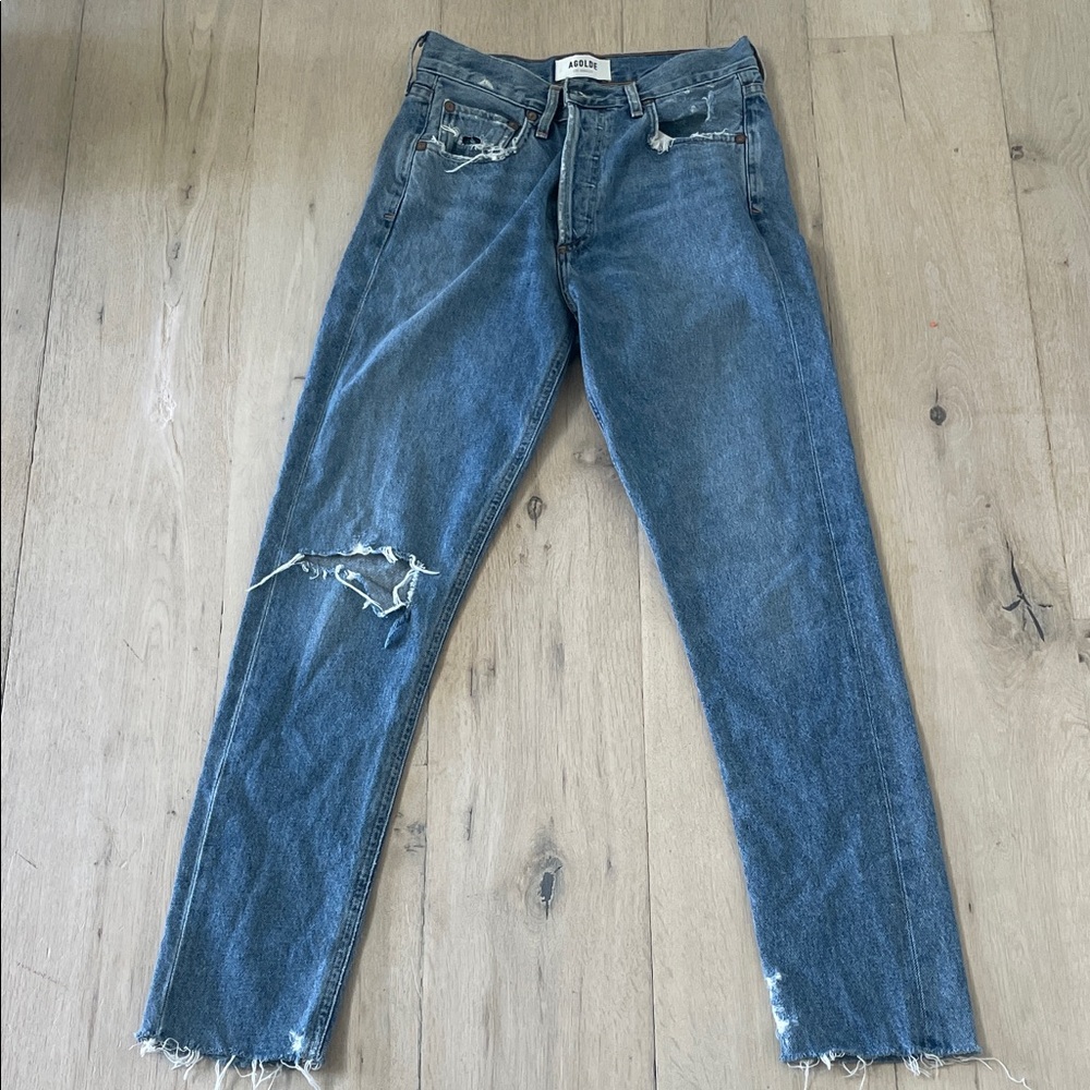 AGOLDE Feel Good 100% Cotton Distressed High Rise Jeans Size 24